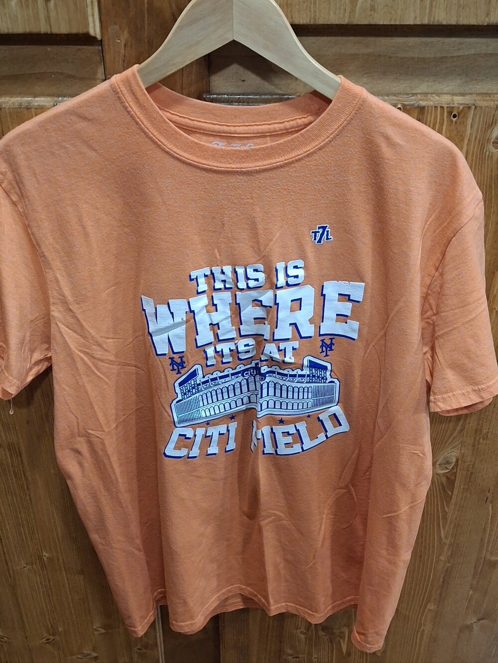METS The 7 Line Citi Field Graphic Tee - Orange Mens Large
